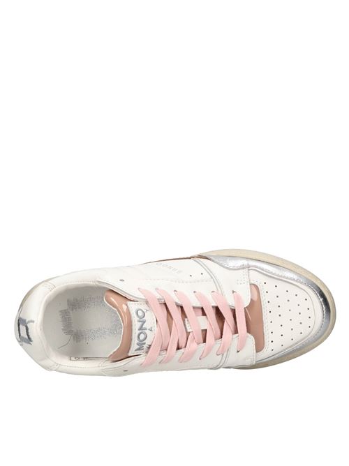 Leather sneakers MONO WAY | BANGO DONNA PELLEBIANCO-ARGENTO-BEIGE